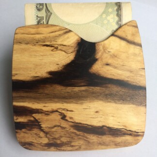 【受注生産】バネ内蔵逆さで落ちない 木製マネーホルダー 黒柿 マネークリップ