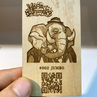 【NFTgoods】参考価格TMAart お見積り あなたのNFT PFP 木の名刺 厚3.5mm 4階調水墨画風刻印